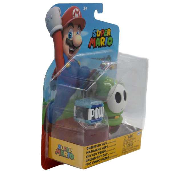 World of Nintendo Minifiguren Super Mario (Wave 40) Green Shy Guy with POW Block